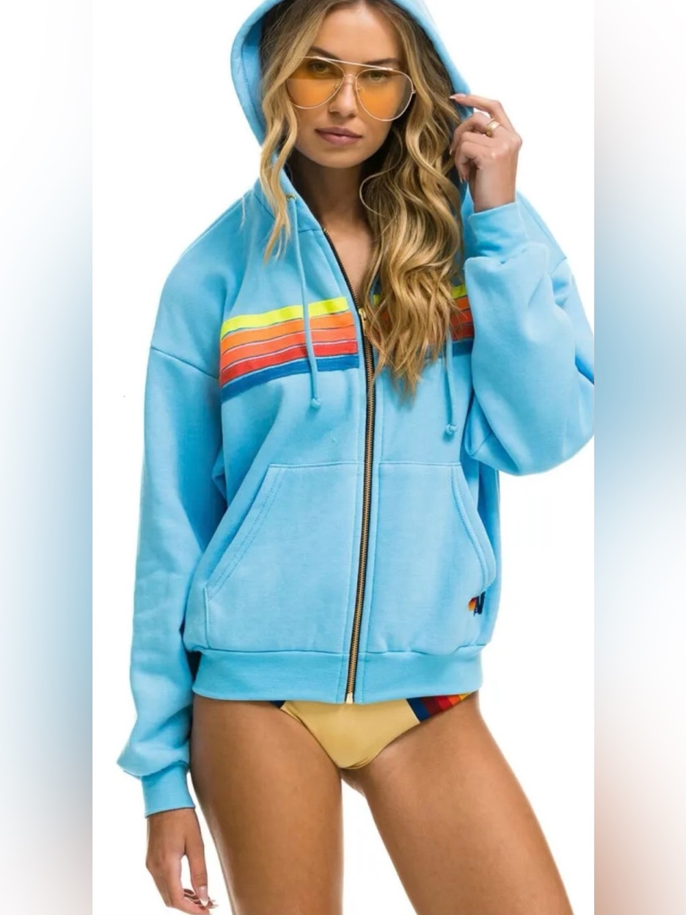 Aviator Nation 5 Stripe Zip Up Hoodie - Picture 8 of 10
